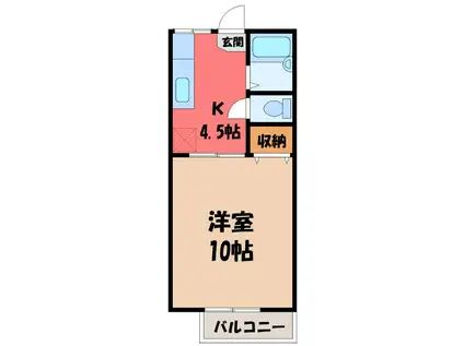 ブルースカイハイツB(1K/2階)の間取り写真