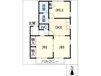 SOCIA HIBI A棟(3DK/2階)の間取り写真