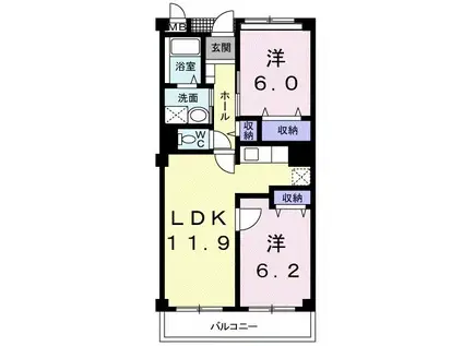 セレッソバーリオ(2LDK/2階)の間取り写真