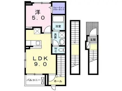 ロイヤル・鈴 G(1LDK/3階)の間取り写真