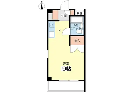 オーロラハウス(ワンルーム/1階)の間取り写真