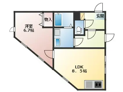 ルマーJ(1LDK/2階)の間取り写真