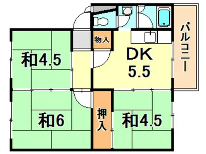 東垂水南(3DK/4階)の間取り写真