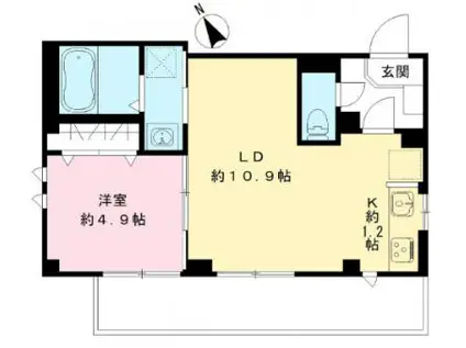 ウエスト LOUNGE(1LDK/2階)の間取り写真