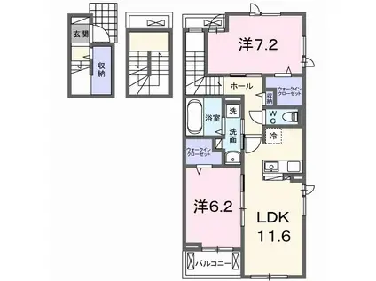 ピエナリオ(2LDK/3階)の間取り写真