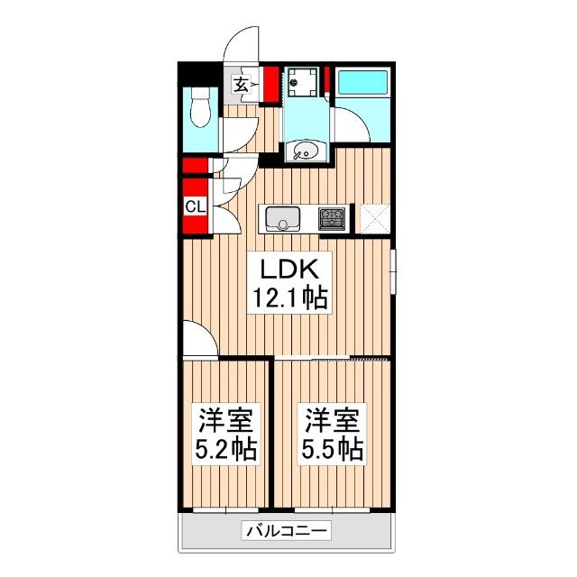 プラネソシエプラス桜台(2LDK/2階)の間取り写真