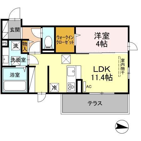 GRANDE KAWAZU(1LDK/1階)の間取り写真