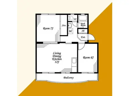 タイヨーハイツ(2LDK/1階)の間取り写真