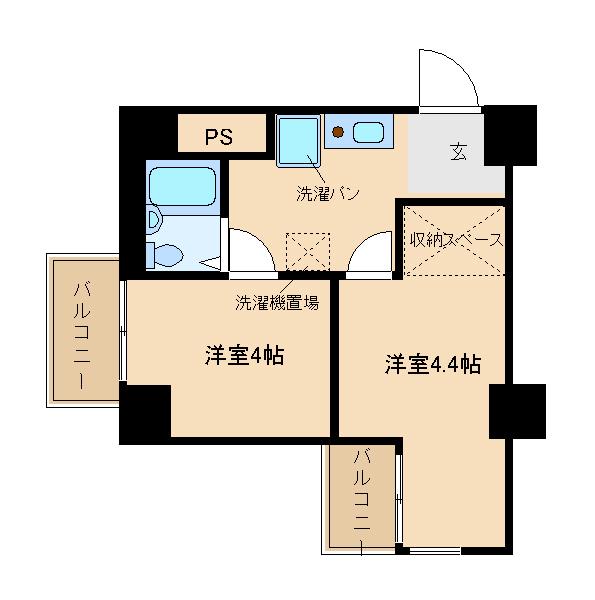 クルーム新大阪2番館(2K/7階)の間取り写真