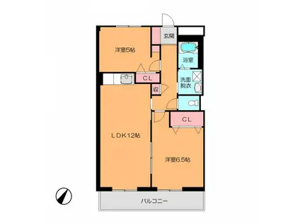 パークビューとみはま(2LDK/2階)の間取り写真