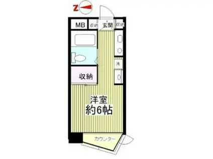 パークサイド野川公園(ワンルーム/1階)の間取り写真