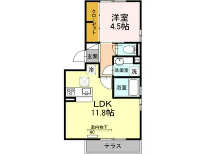 エクセラン A(1LDK/1階)の間取り写真