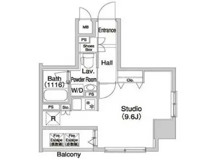 コンフォリア浅草橋DEUX(ワンルーム/2階)の間取り写真