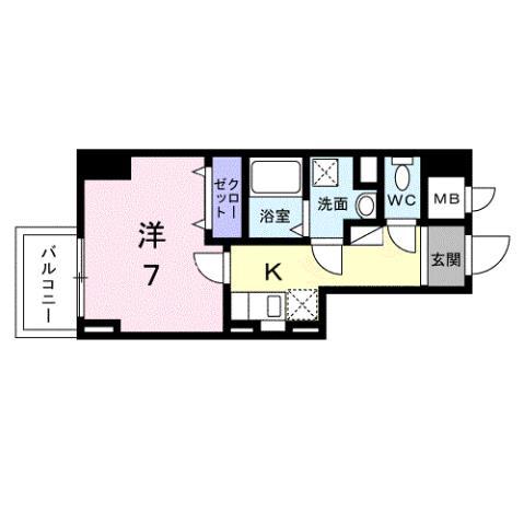 スアヴィス平塚八重咲(1K/6階)の間取り写真