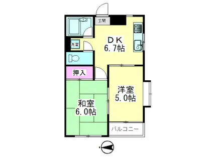 ラヴィアンローズ竹ノ塚(2DK/4階)の間取り写真