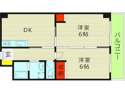 第二泰平ビル(2DK/4階)の間取り写真