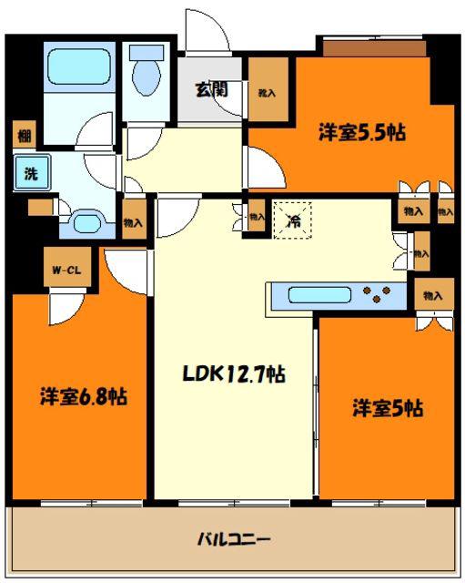 アトラスタワー町田(3LDK/4階)の間取り写真