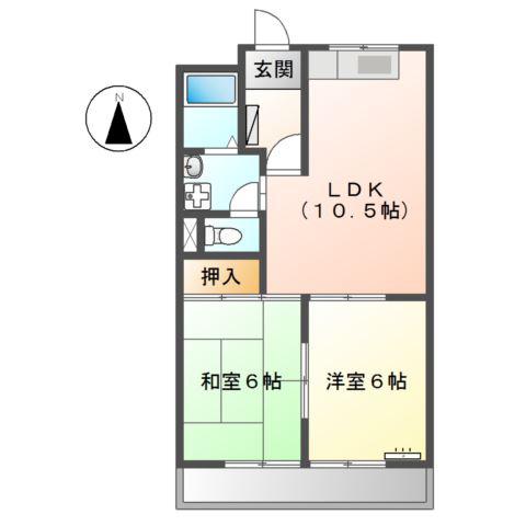 グランドシェイプ(2LDK/3階)の間取り写真