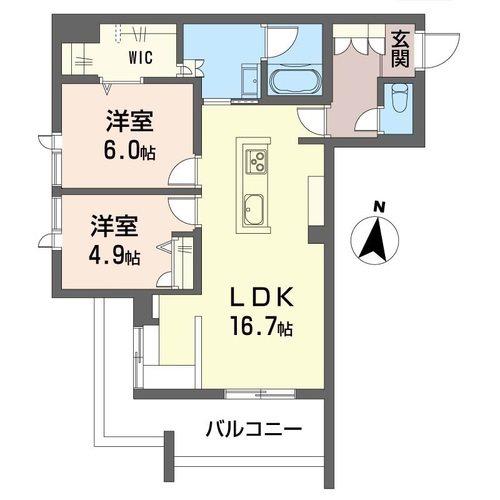 アグレイブ(2LDK/3階)の間取り写真