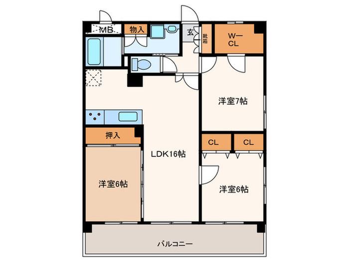 クロッシュ東油山(3LDK/2階)の間取り写真