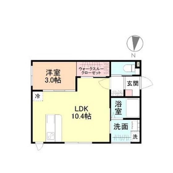 MONT BLANC四ツ葉町(1LDK/2階)の間取り写真