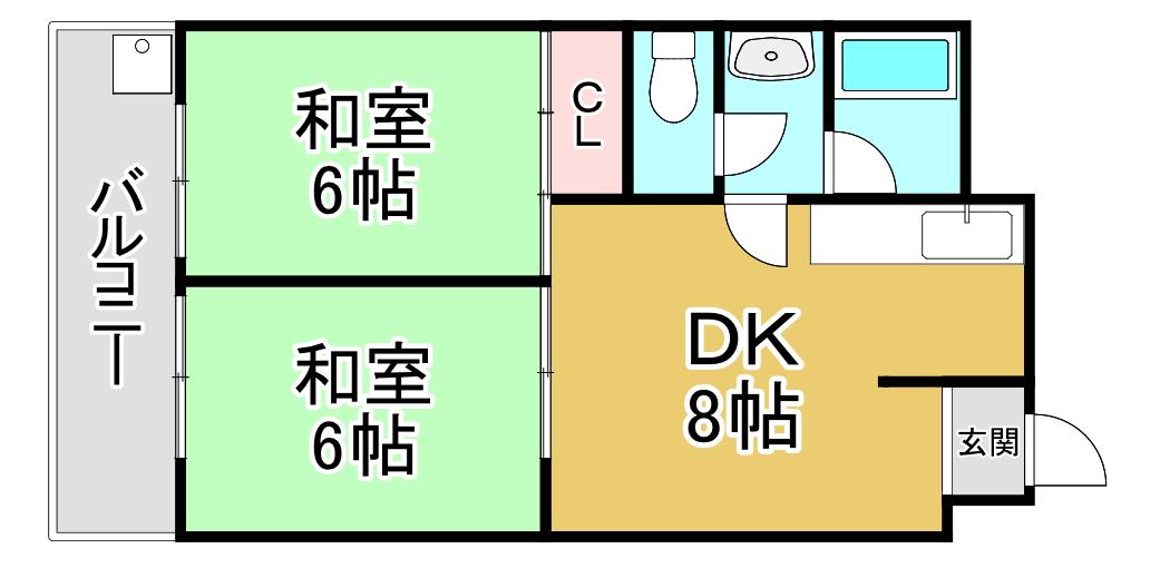 サンコート春日野道III(2DK/1階)の間取り写真