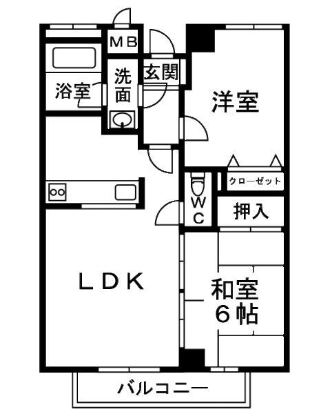 プレステージフジ 忠岡壱番館(2LDK/2階)の間取り写真