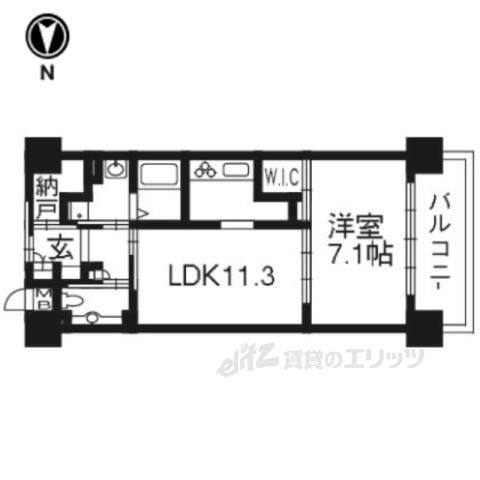 ウィズフィール山科(1LDK/4階)の間取り写真