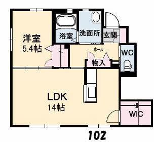 グレイスKII(1LDK/1階)の間取り写真