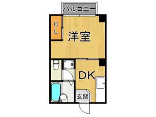 コスモハイツ らん(1DK/2階)の間取り写真
