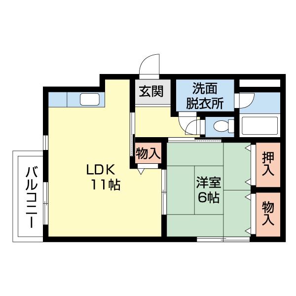 岩橋マンションII(1LDK/4階)の間取り写真