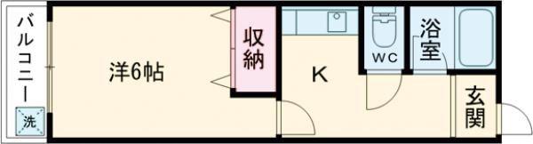 ミユキシティマンション(1K/5階)の間取り写真