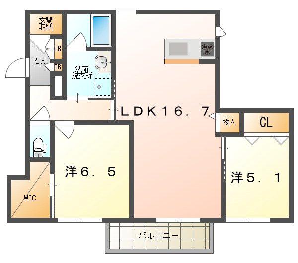 シャーメゾン ウィズ タカ(2LDK/1階)の間取り写真