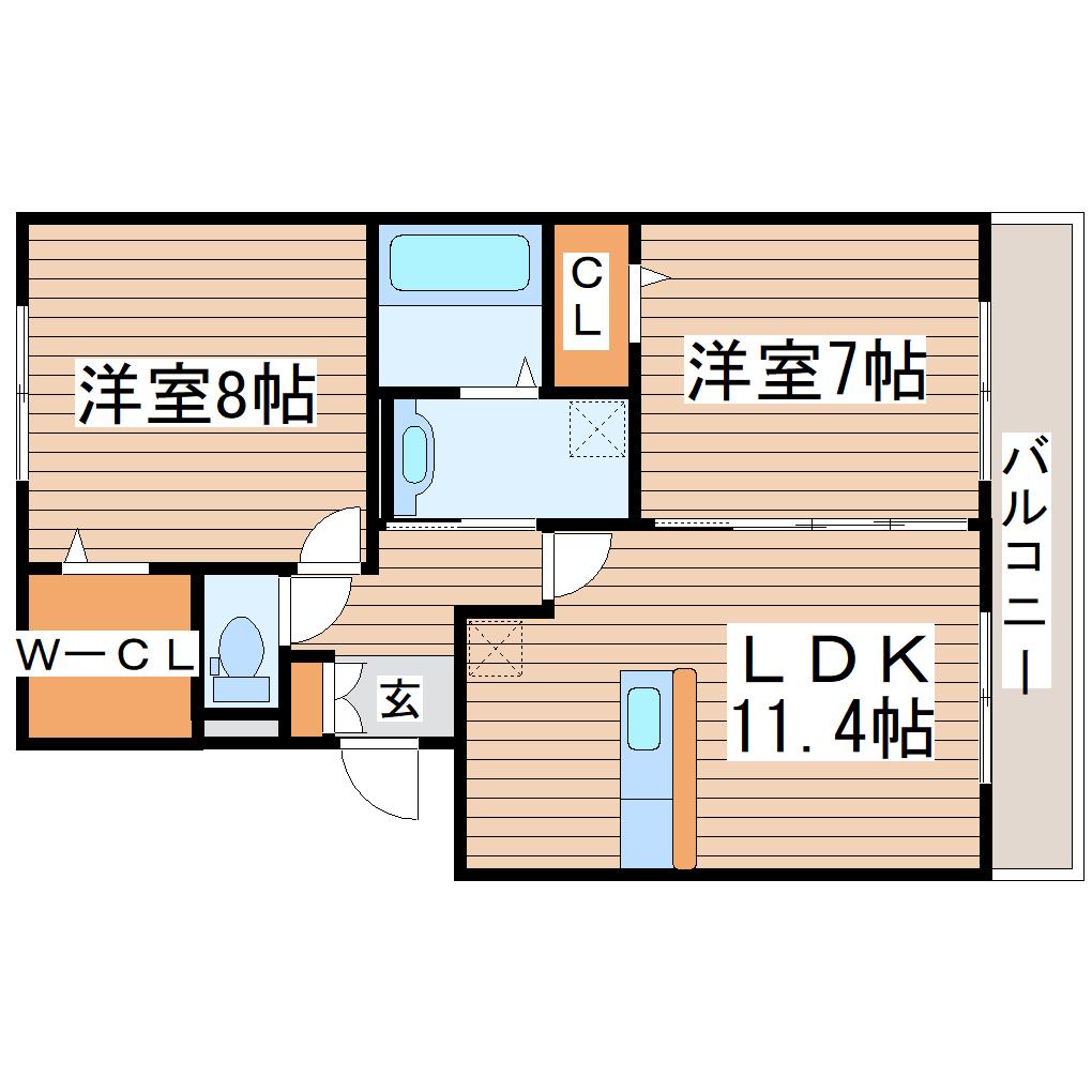 レガーロ B(2LDK/1階)の間取り写真
