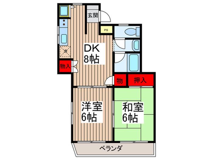 サンパーク南浦和(2DK/2階)の間取り写真