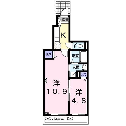 ソレイユ妙峠(2K/1階)の間取り写真