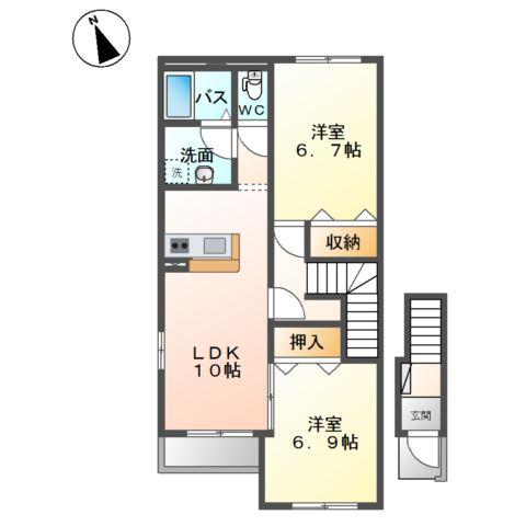 エストルーチェ(2LDK/2階)の間取り写真
