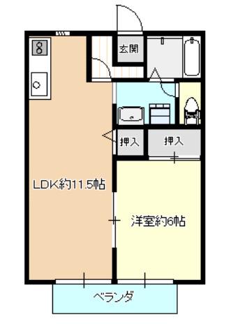 ミレニアム21(1LDK/2階)の間取り写真