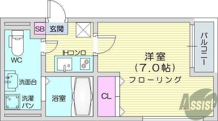 アルカンシェルREN1(1K/2階)の間取り写真