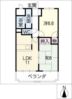 CREST1(2LDK/1階)の間取り写真