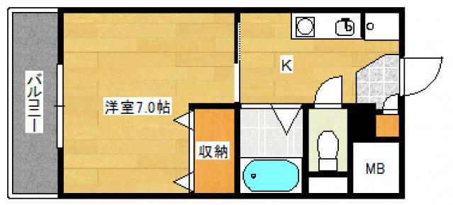 サンコート古江(1K/2階)の間取り写真
