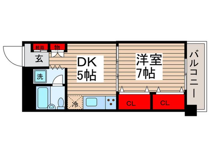 メイプル森戸(1DK/4階)の間取り写真