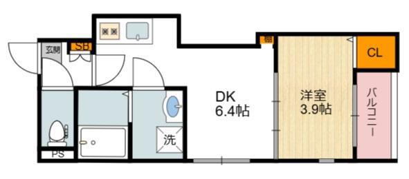 レーベンハイム西加賀谷(1DK/3階)の間取り写真