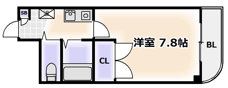 アイブライト(1K/2階)の間取り写真