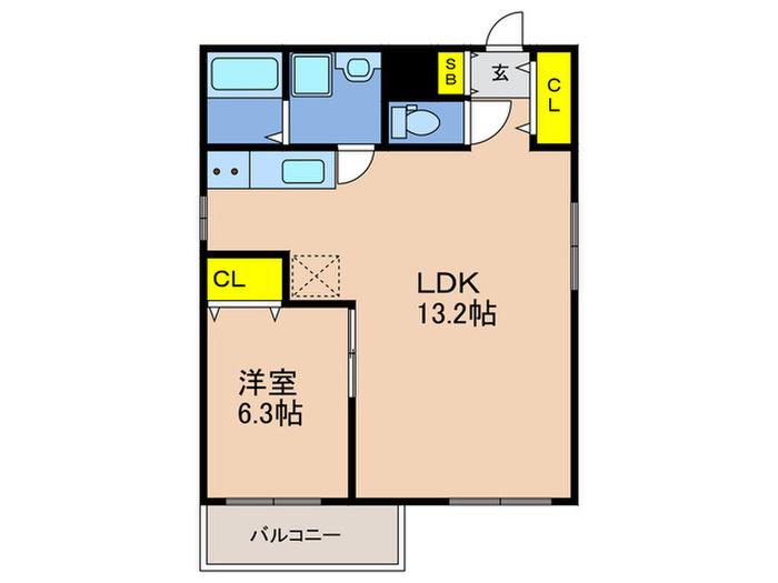 アジェント北野(1LDK/1階)の間取り写真
