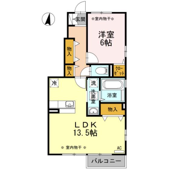 D-ROOMマイ・ドリーム(1LDK/1階)の間取り写真