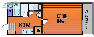 レジデンス田町(1K/2階)の間取り写真