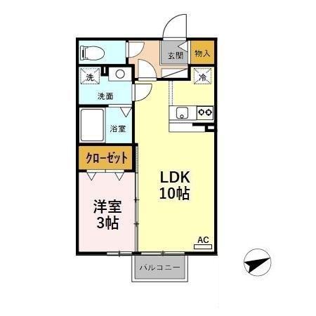 ノーブル千舟A(1LDK/2階)の間取り写真