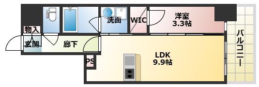 RJRプレシア南堀江(1LDK/5階)の間取り写真