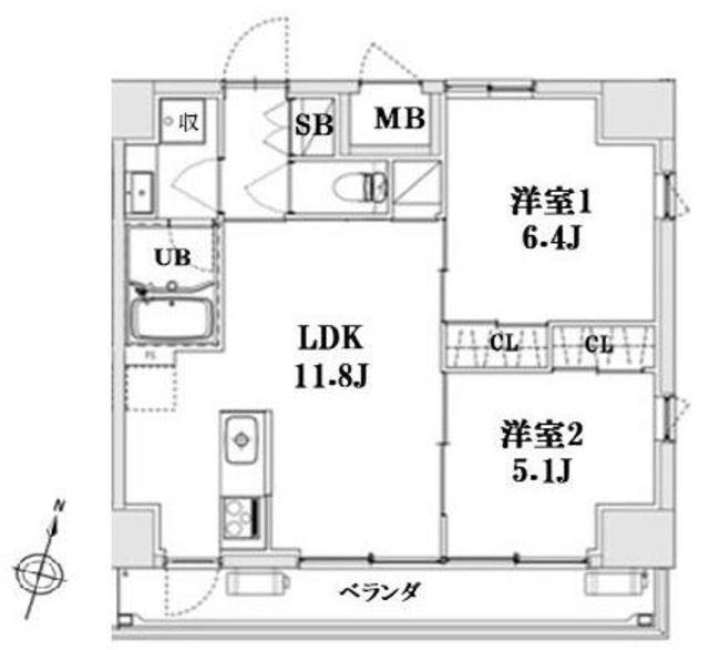 LAGURUS大宮(2LDK/11階)の間取り写真